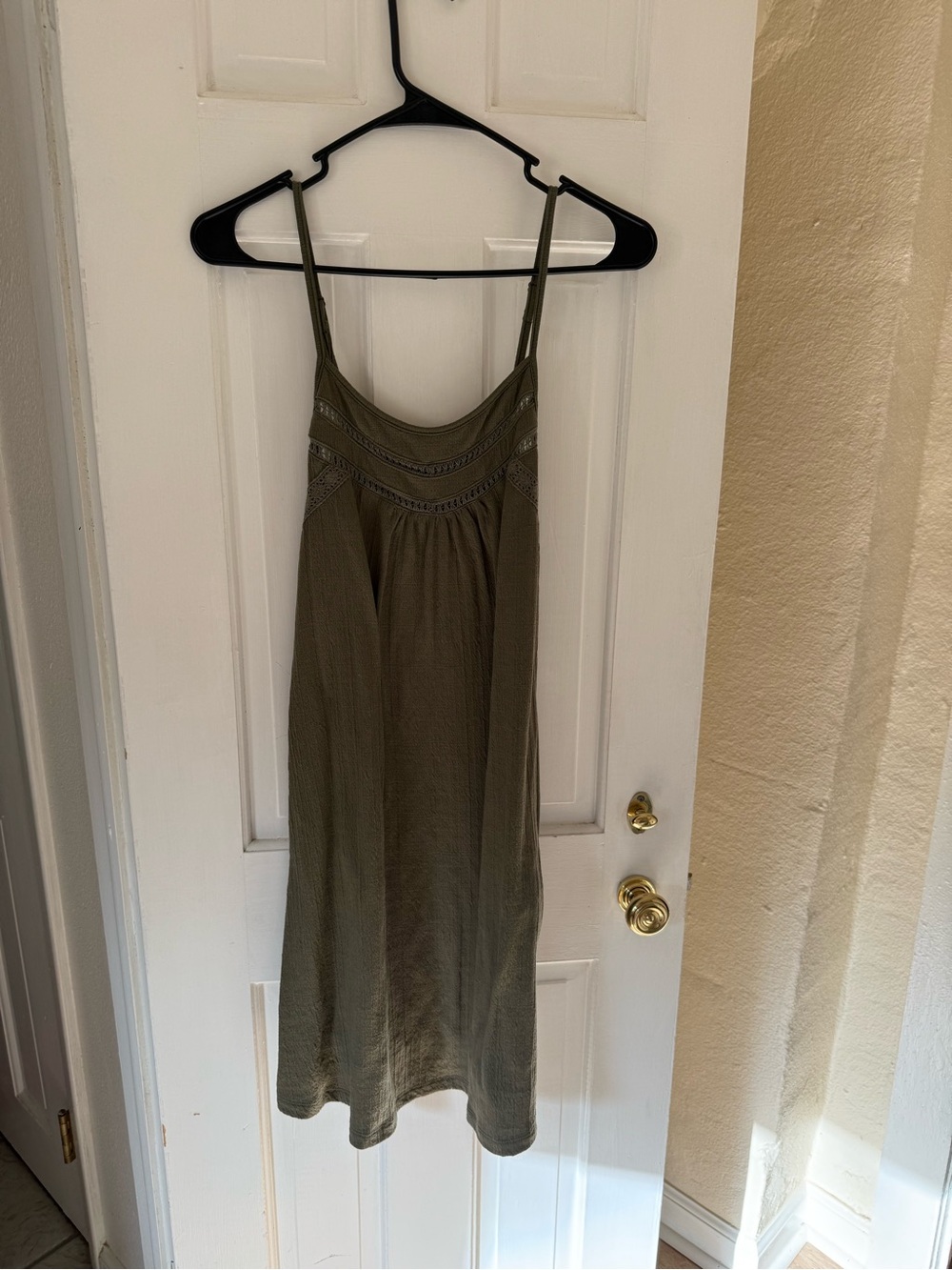 Hem & Thread Olive Green Spaghetti Strap Mini Dress